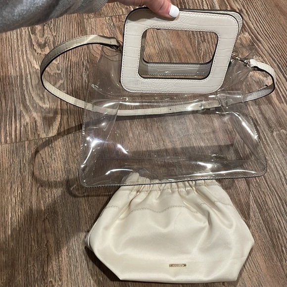 SALE ** Vince Camuto Kenni Buttermilk Leather Snakeskin Satchel - Picture 8 of 13